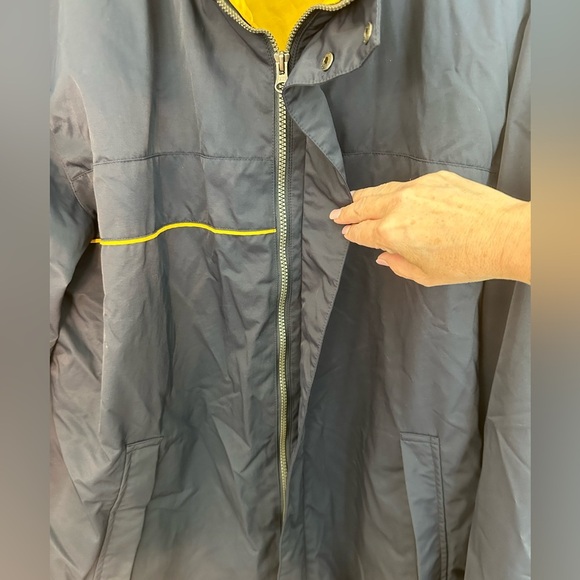 Nautica Windbreaker Weather Resistant Navy w/Yellow Lining & Hidden Hood Size 3X - Picture 7 of 12